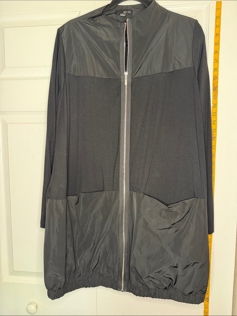Women’s Black Zip-Up Jacket with Mixed Panels
